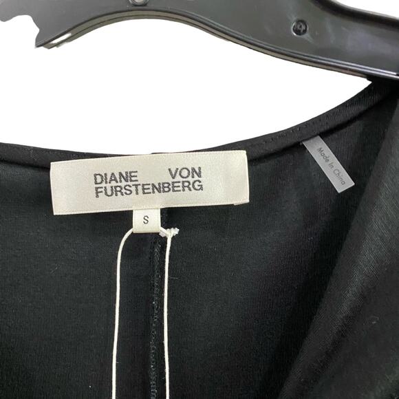 DVF Diane Von Furstenberg Black V Neck Wool Blend Knee Length Dress Sz Small - Picture 5 of 10